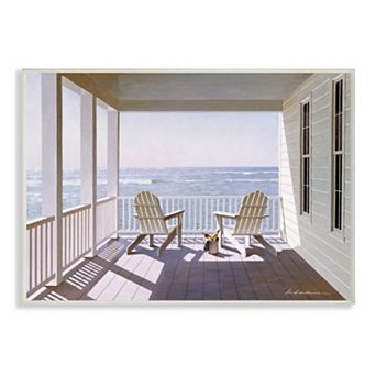 Stupell Home Decor Porch Chairs Overlooking the Tide Plaque Wall Art