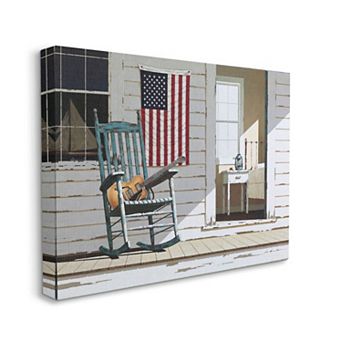 Stupell Home Decor Americana Porch Rocker with Guitar Canvas Wall Art