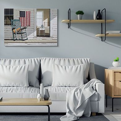 Stupell Home Decor Americana Porch Rocker with Guitar Canvas Wall Art