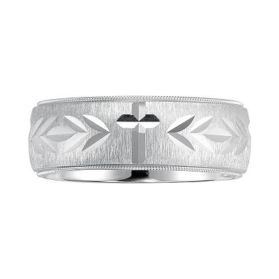 AXL Sterling Silver Cross Wedding Band Men