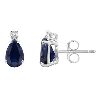 Celebration Gems 14k Gold Pear-Shaped Sapphire & Diamond Accent Earrings