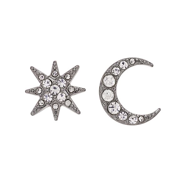 Simply Vera Vera Wang Moon & Star Mismatched Stud Earrings - Gray