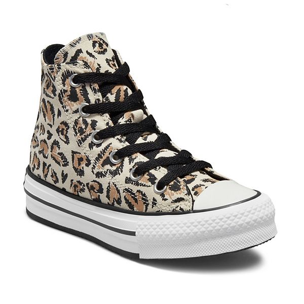 halcón apoyo Devastar Girls' Converse Chuck Taylor All Star Heart Print Leopard Lift High-Top  Sneakers