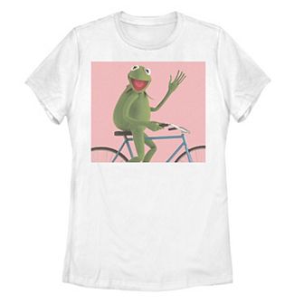 Juniors' Muppets Kermit Bike Photo Graphic Tee