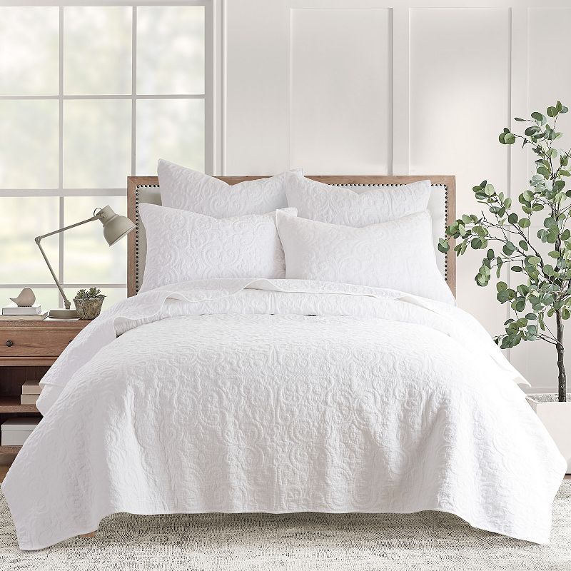 Birch Hill Sherbourne White Quilt or Sham, Full/Queen