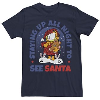 Men's Garfield Santa Up Late Christmas Tee
