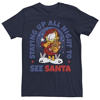 Men's Garfield Santa Up Late Christmas Tee