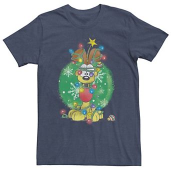 Men's Garfield Odie Lights Christmas Tee