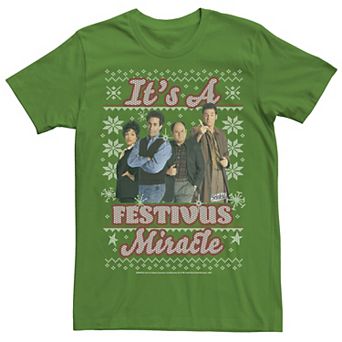 Men's Seinfeld Group Shot It's A Festivus Miracle Ugly Sweater Tee