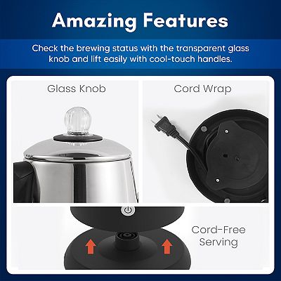 Elite Cuisine Ec184 Stainless Steel 12 Cup Percolator