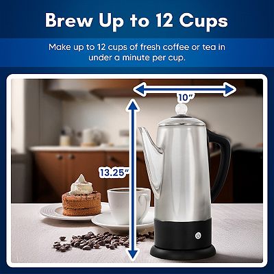 Elite Cuisine Ec184 Stainless Steel 12 Cup Percolator