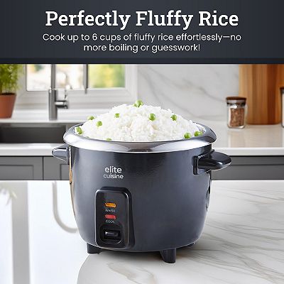Elite Cuisine 6-cup Rice Cooker with 304 Stainless-Steel Inner Pot