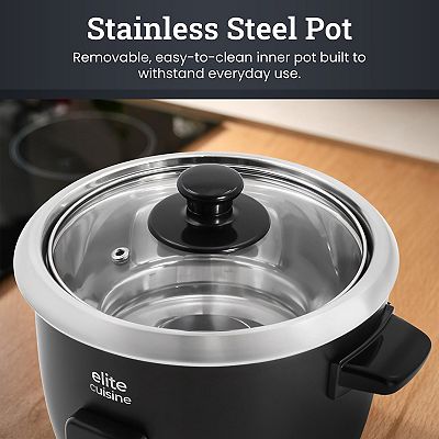 Elite Cuisine 6-cup Rice Cooker with 304 Stainless-Steel Inner Pot
