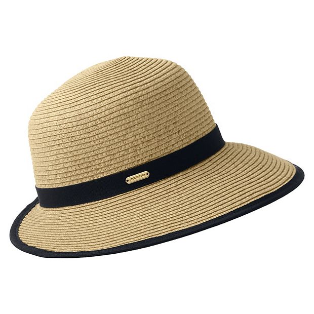 Large Size Women's Hats: Two Tone Facesaver Hat - Sun 'n' Sand Hats Black / Natural / Large (59 cm)