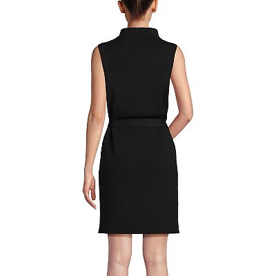 Lands' End Women's Cotton Blend Short Sleeve Mock Neck Sweater Dress - Black