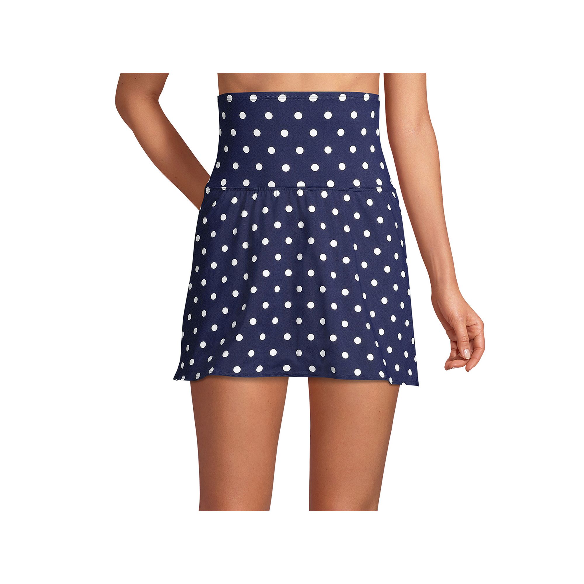 Womens Lands End Tummy Control Ultra High-Waist Swim Skirt, Size: 4, Deep