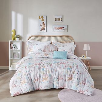 Intelligent Design Kinsley Woodland Animals Reversible Cotton Comforter Set with Throw Pillows