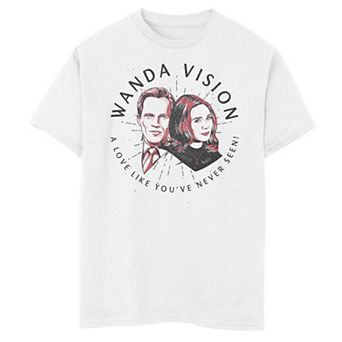 Boys 8-20 Marvel Wandavision Wanda Badge Group Shot Graphic Tee