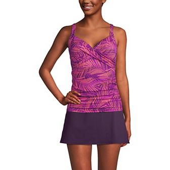 Women's Lands' End Underwire Surplice DD-Cup Tankini Swimsuit Top
