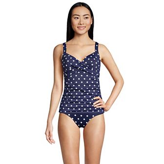 Women's Lands' End Underwire Surplice D-Cup Tankini Swimsuit Top