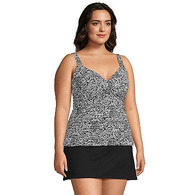 Plus Size Lands' End Bust Enhancer UPF 50 V-Neck Tankini Top