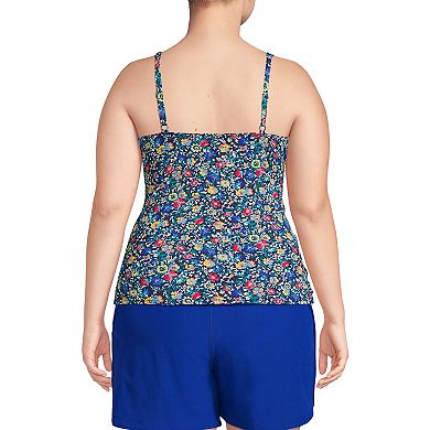 Plus Size Lands' End Bust Enhancer UPF 50 V-Neck Tankini Top