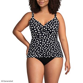 Plus Size Lands' End Bust Enhancer UPF 50 V-Neck Tankini Swimsuit Top