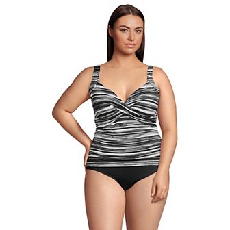 Plus Size Lands' End Bust Enhancer UPF 50 V-Neck Tankini Swimsuit Top