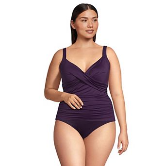 Plus Size Lands' End Bust Enhancer UPF 50 V-Neck Tankini Swimsuit Top