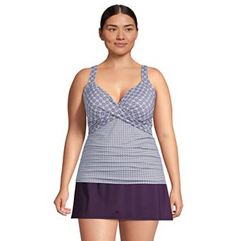 Plus Size Lands' End Bust Enhancer UPF 50 V-Neck Tankini Swimsuit Top