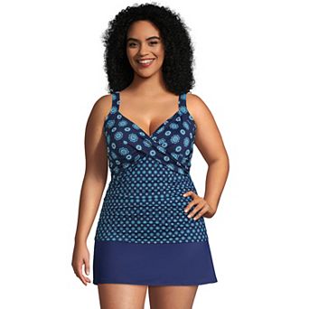 Plus Size Lands' End Bust Enhancer UPF 50 V-Neck Tankini Swimsuit Top