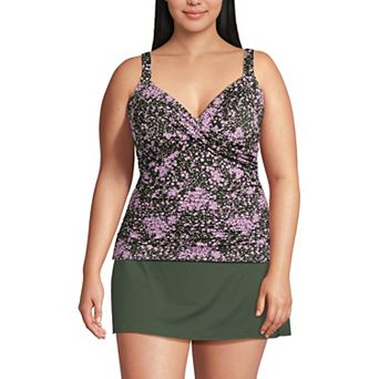 Plus Size Lands' End Bust Enhancer UPF 50 V-Neck Tankini Swimsuit Top