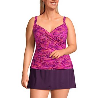 Plus Size Lands' End Bust Enhancer UPF 50 V-Neck Tankini Swimsuit Top
