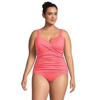 Plus Size Lands' End Bust Enhancer UPF 50 V-Neck Tankini Swimsuit Top