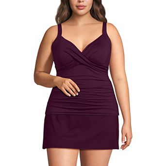 Plus Size Lands' End Bust-Enhancer DDD-Cup Tankini Swim Top