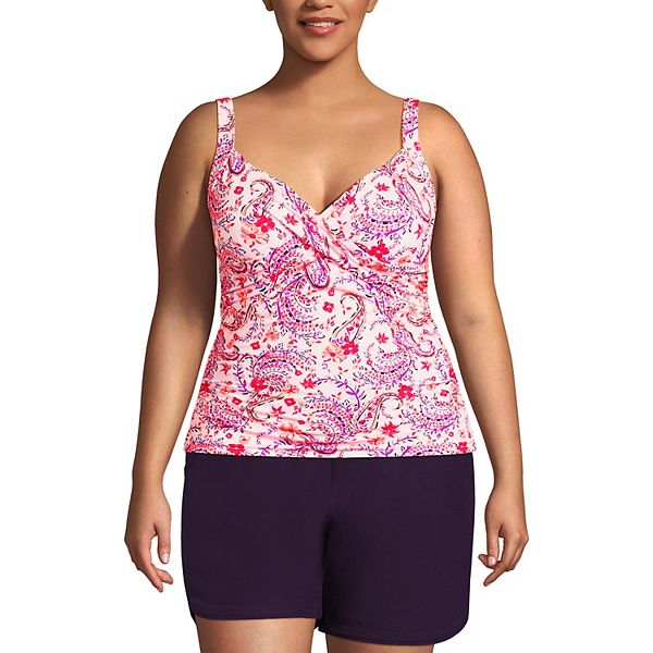 Plus Size Lands' End Bust-Enhancer DDD-Cup Tankini Top