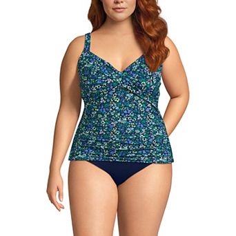 Plus Size Lands' End Bust-Enhancer DDD-Cup Tankini Swim Top