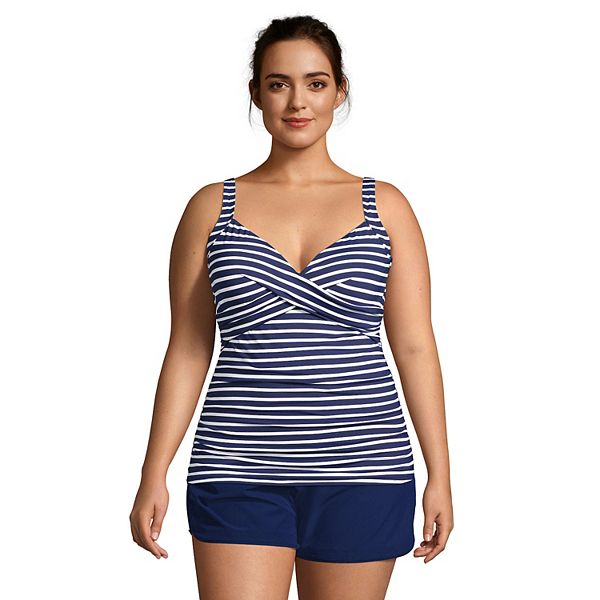 Plus Size Lands' End UPF 50 Bust Enhancer DD-Cup Tankini Top