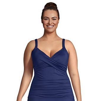 Plus Size Lands' End UPF 50 Bust Enhancer DD-Cup Tankini Top