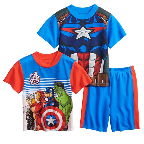 Boys 4-10 Marvel Avengers Heroes Line Up Tops & Bottoms Pajama Set