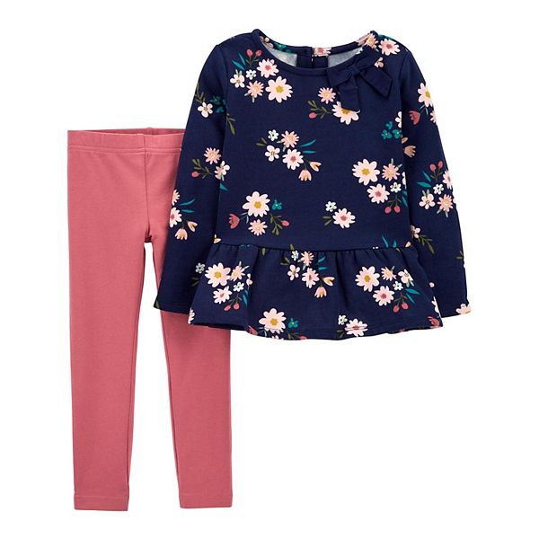 Toddler Girl Carter's 2-Piece Floral Fleece Top & Legging Set