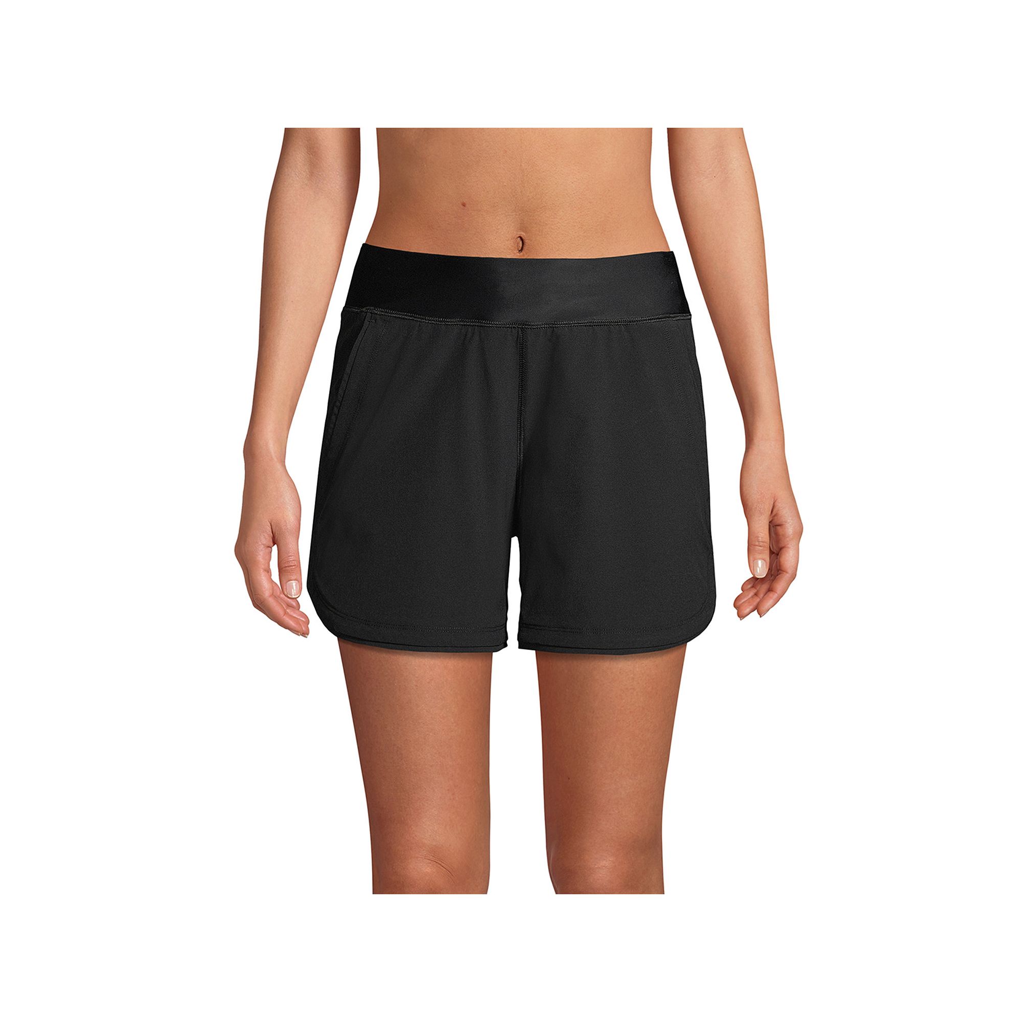 Womens Lands End Curvy Fit 5 Quick Dry Swim Shorts, Size: 2, Black