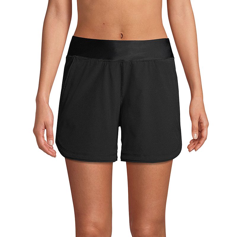 Womens Lands End Curvy Fit Quick Dry Swim Shorts, Size: 2, Black