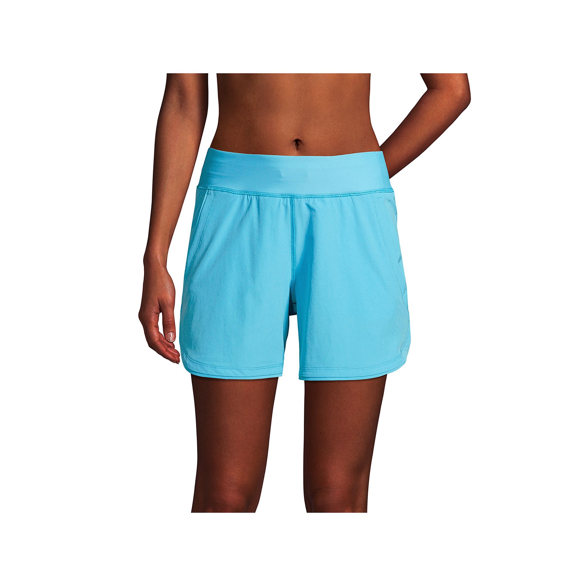 Womens Lands End Curvy Fit 5 Quick Dry Swim Shorts, Size: 2, Turquoise