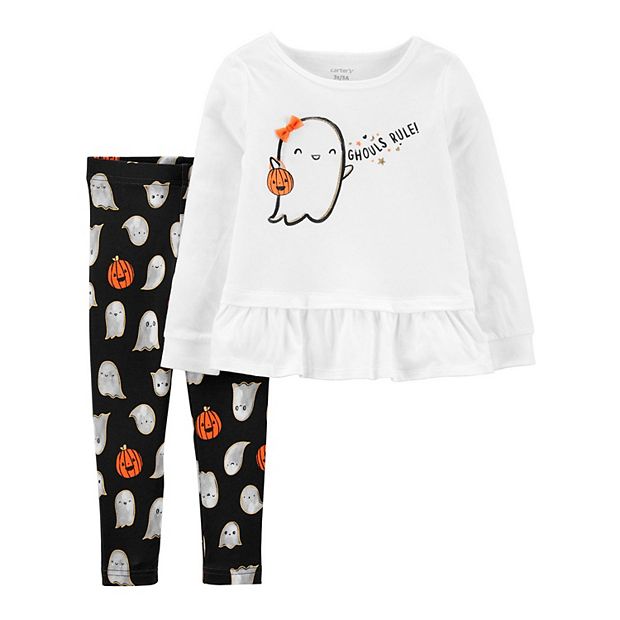 Bailey Boys Girls Halloween Leggings Set - Ghost & Pumpkin Top