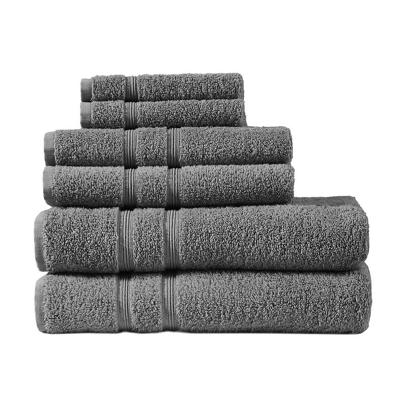 510 Design Aegean Turkish Cotton 6-piece Bath Towel Set, Grey, 6 Pc Set