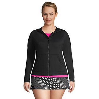 Plus Size Lands' End Hooded Full-Zip UPF 50 Rash Guard