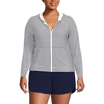 Plus Size Lands' End Hooded Full-Zip UPF 50 Rash Guard