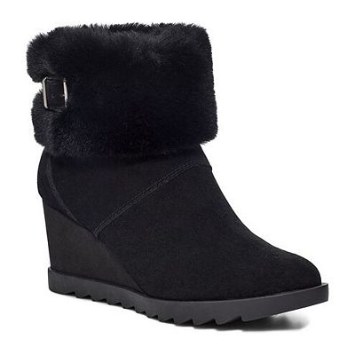 UGG Women's KOOLABURRA Black Suede Short Boots US 10 Ankle Fur Winter hot Boot