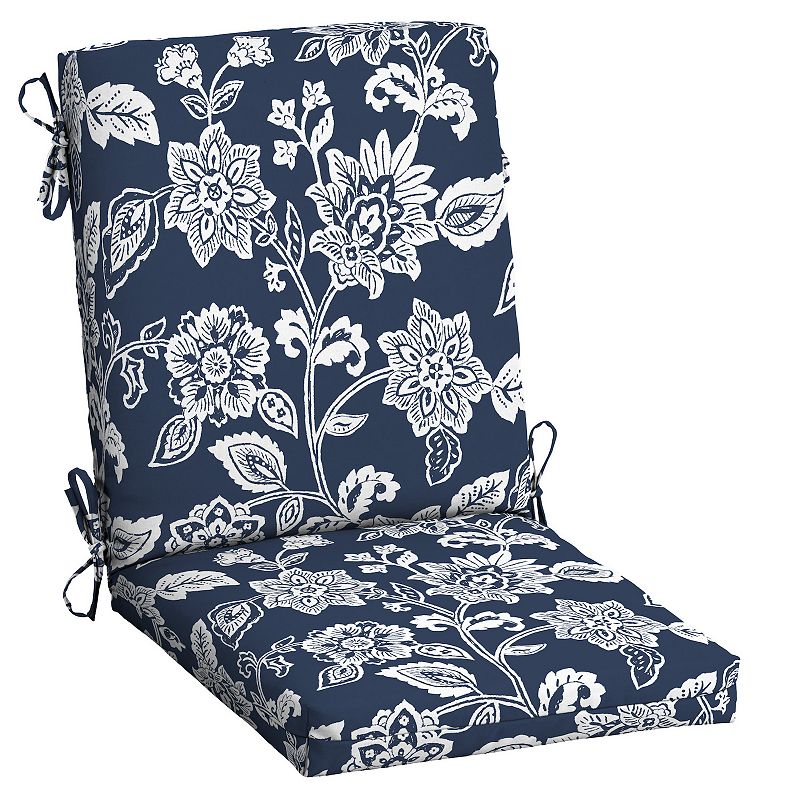 Arden Selections 24" x 24" Ashland Jacobean Outdoor High Back Dining Chair Cushion Sapphire (Set of 2)